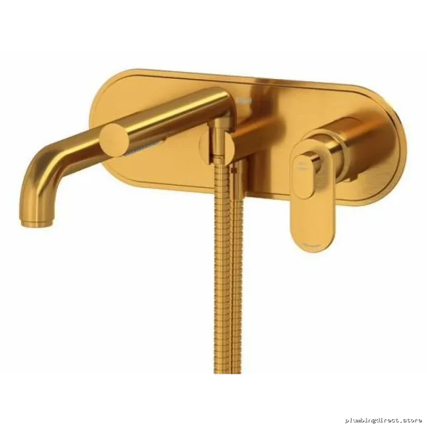 Luxury Brushed Gold Wall-Mount Tub Filler Trim - Modern Design
