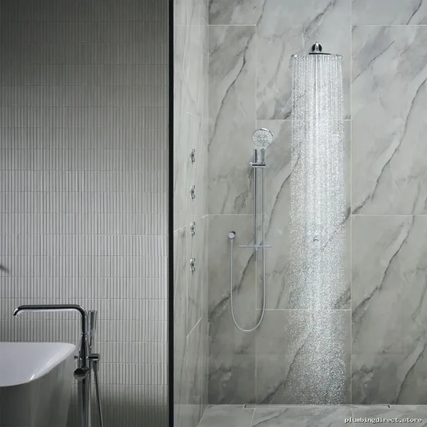 Grohe Chrome Freestanding Tub Filler with Handheld Shower - Luxury Bathroom Upgrade - Image 2