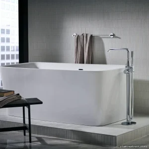 Grohe Chrome Freestanding Tub Filler with Handheld Shower - Luxury Bathroom Upgrade