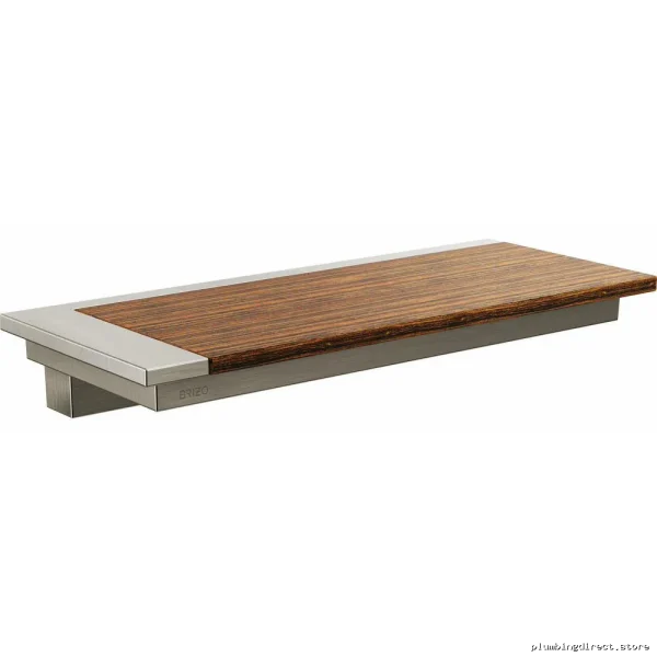 Frank Lloyd Wright Inspired Luxury Modern Nickel & Teak Wood Bathroom Shelf - 691022-NKTK Brizo Space-Saving Design