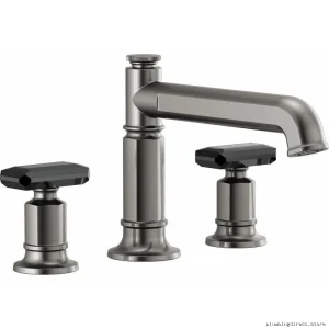 Luxury Roman Tub Crystal Lever Handle Set - Black Crystal & Luxe Steel Finish Brizo