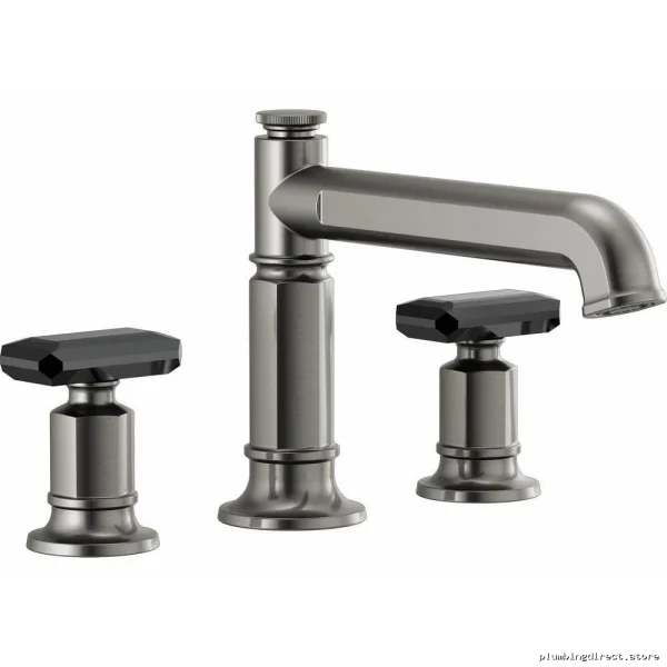 Luxury Roman Tub Crystal Lever Handle Set - Black Crystal & Luxe Steel Finish Brizo