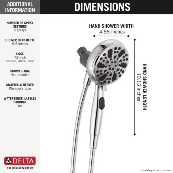 Magnetic Docking Hand Shower with 6 Spray Settings | Delta Chrome 75609 - Image 3