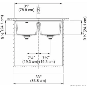 Maris Franke 31-1/16 Onyx Finish Fragranite 2 Bowl Undermount Kitchen Sink