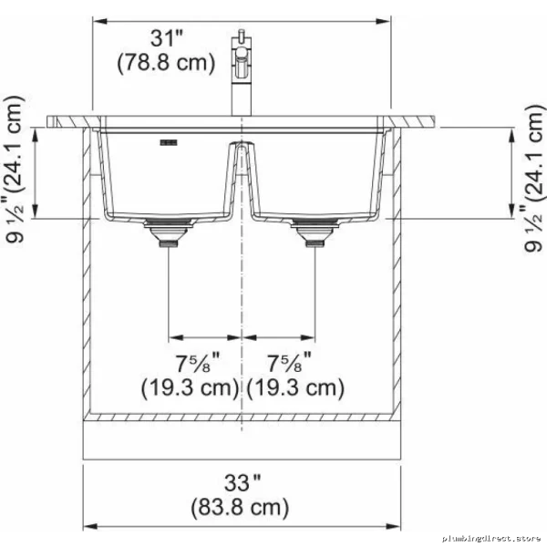 Maris Franke 31-1/16 Onyx Finish Fragranite 2 Bowl Undermount Kitchen Sink