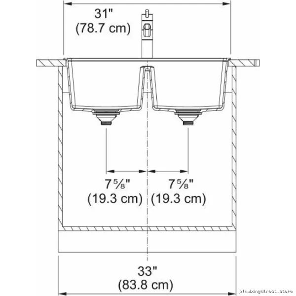 Maris MAG620... Dual Bowl Drop-In Kitchen Sink - Onyx-Finish Granite Composite - 31.06 - Image 2