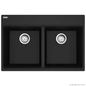 Maris MAG620... Dual Bowl Drop-In Kitchen Sink - Onyx-Finish Granite Composite - 31.06