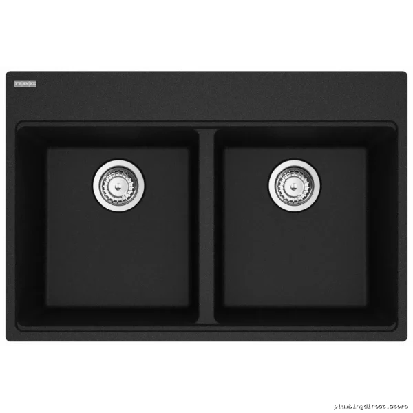 Maris MAG620... Dual Bowl Drop-In Kitchen Sink - Onyx-Finish Granite Composite - 31.06