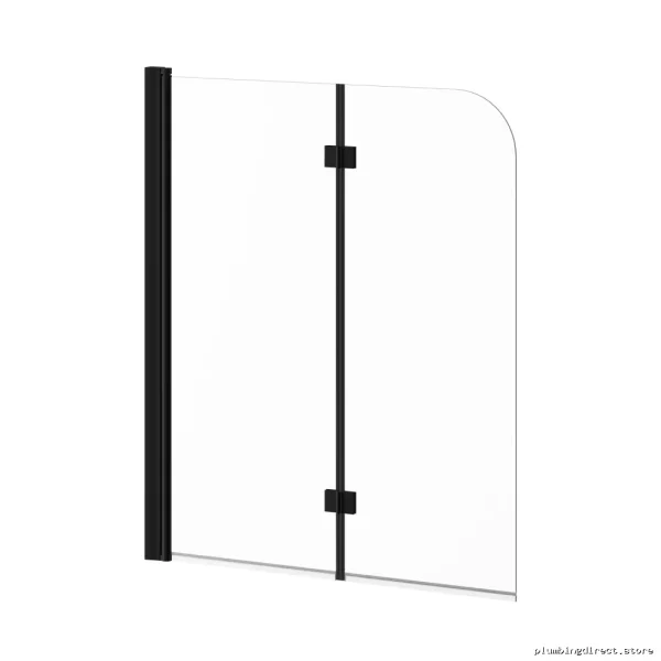 Adjustable Flip-Pivot Tub Shield 46x56 Matte Black for Bathroom - Image 2