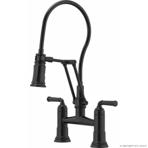 Articulating Bridge Kitchen Faucet Flexible Spout Matte Black Brizo