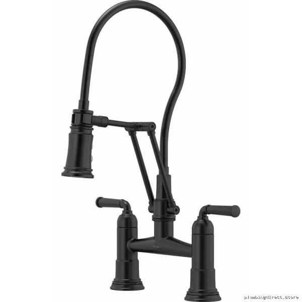 Articulating Bridge Kitchen Faucet Flexible Spout Matte Black Brizo
