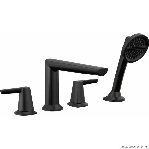 Matte Black Roman Bath Faucet Kit w/Handshwr & Four Hole Trim - Galeon - Image 2