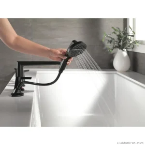 Matte Black Roman Bath Faucet Kit w/Handshwr & Four Hole Trim - Galeon