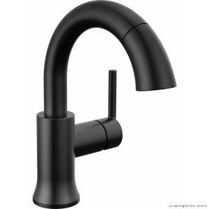 Matte Black Single-Hole Bathroom Faucet with Pull-Down Spray - Trinsic