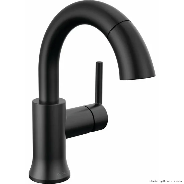 Matte Black Single-Hole Bathroom Faucet with Pull-Down Spray - Trinsic