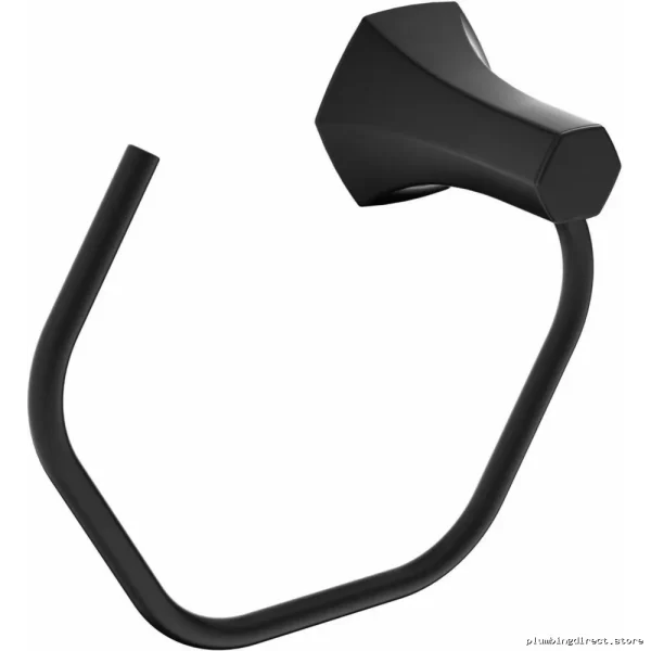 Modern Matte Black Bathroom Towel Ring - Hansgrohe Locarno