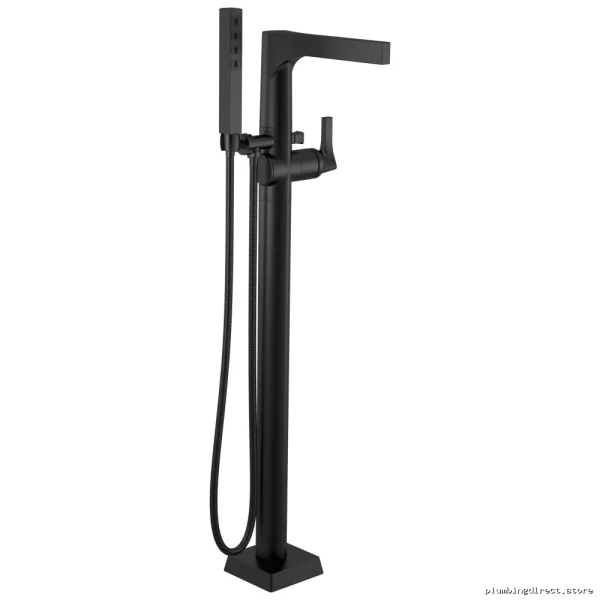 Matte Black Freesstanding Bath Faucet Trim w/Handshower-Floor Mtnt