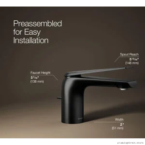 Modern Matte Black Single-Hole Bathroom Faucet by Kohler