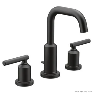 Matte Black Gibson Bathroom Faucet Trim - Widespread Design Moen T6142BL