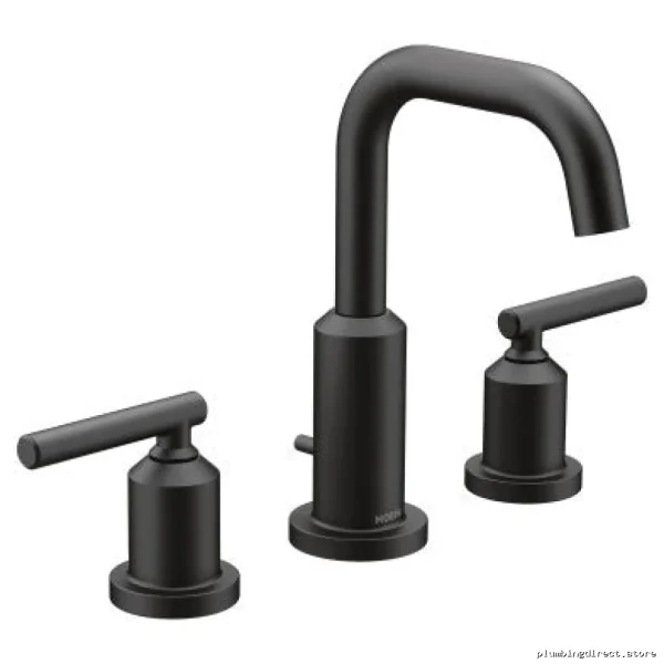 Matte Black Gibson Bathroom Faucet Trim - Widespread Design Moen T6142BL
