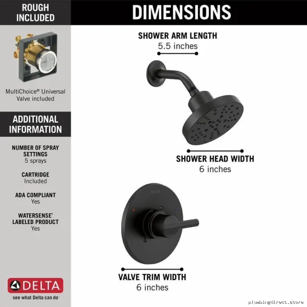 MatteBlackNicoliFourteenSeriesShowerValveTrimforDeltaFixtures–Model# - Image 2