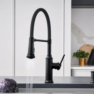 Blanco Matte Black Pull-Down Kitchen Faucet with Durable Rubber Hose