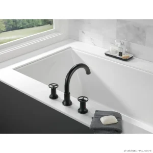 Matte Black Roman Tub Faucet with Three Hole Installation Trim