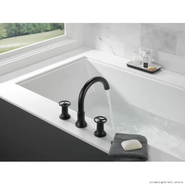 Matte Black Roman Tub Faucet with Three Hole Installation Trim - Image 2