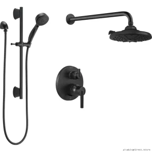 14 Series Matte Black Round Shower Kit with Stops