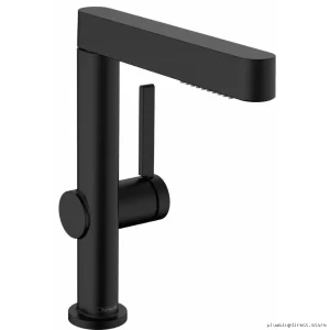 Matte Black Single-Hole Bathroom Faucet with Pull-Out Spray - Finoris