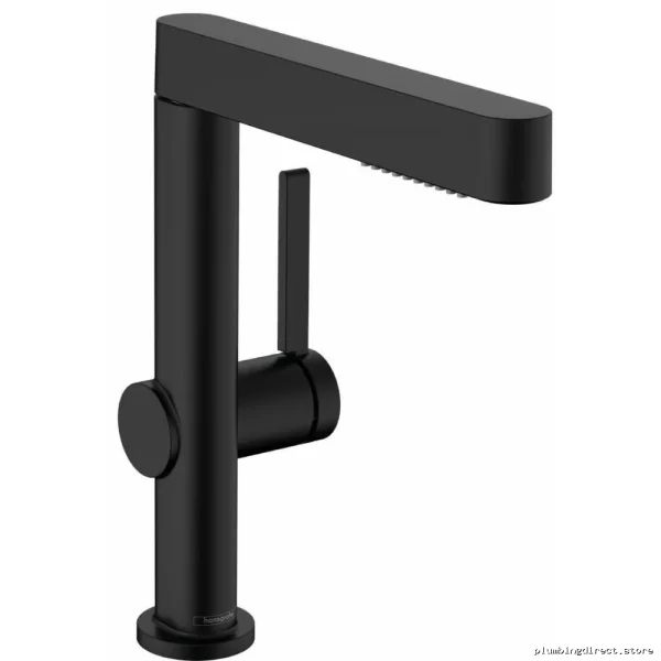 Matte Black Single-Hole Bathroom Faucet with Pull-Out Spray - Finoris