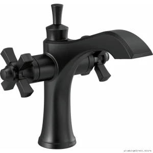 Matte Black Single-Hole Monoblock Dual Handle Cross Bathroom Faucet