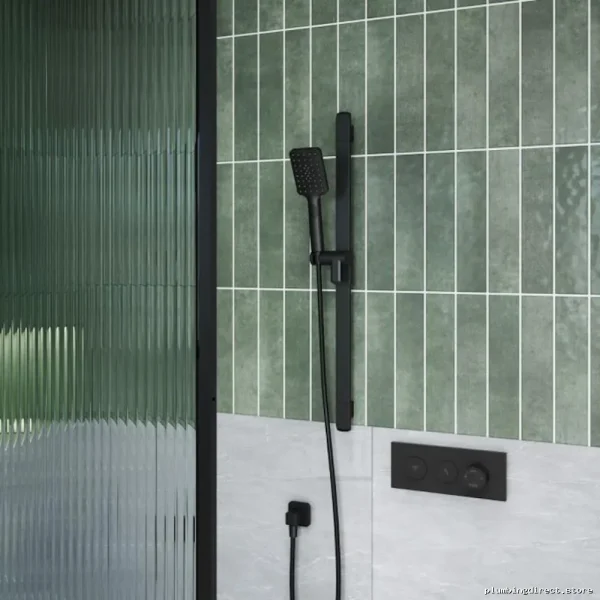 Kalia Matte Black Thermostatic Shower System with Push Button Control - Image 2
