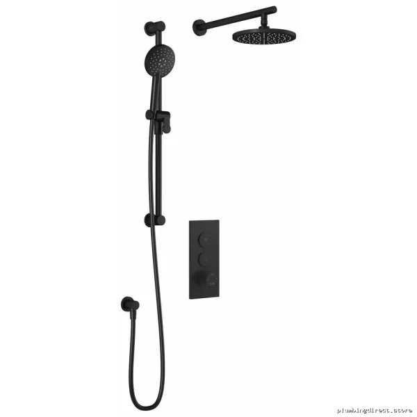 Kalia Matte Black Thermostatic Shower System with Push Button Control - Image 5