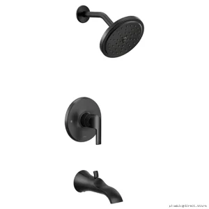 Modern Matte Black Tub & Shower Trim Set - Easy Install, Moen UTS3203BL