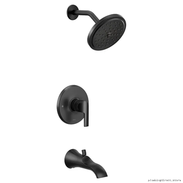 Modern Matte Black Tub & Shower Trim Set - Easy Install, Moen UTS3203BL