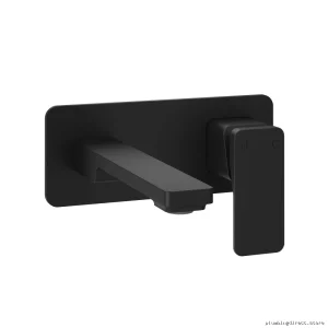 Matte Black Wall Mount Bathroom Faucet with Push Drain - Kareo BF1984-160