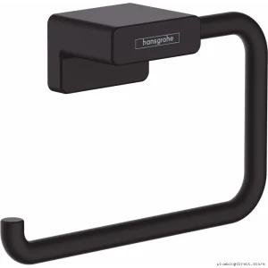 Matte Black Wall-Mounted Toilet Paper Holder by AddStoris for Hansgrohe Model 41771670