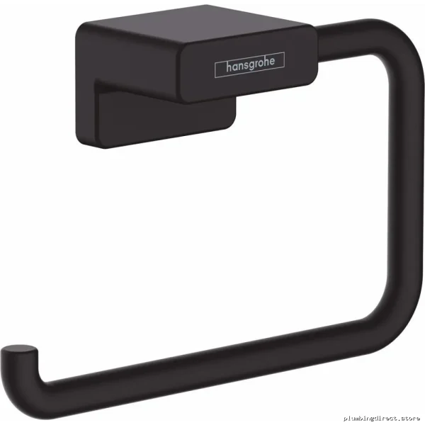 Matte Black Wall-Mounted Toilet Paper Holder by AddStoris for Hansgrohe Model 41771670