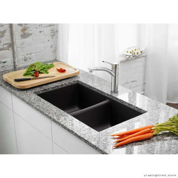 Modern Two Bowl Undermount Silgranit Sink by Horizon - Model #401422 in Cinder - Image 2