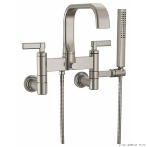 Brizo Modern 2-Handle Tub Filler Trim Kit with Lever Handles in Brilliance Luxe Nickel
