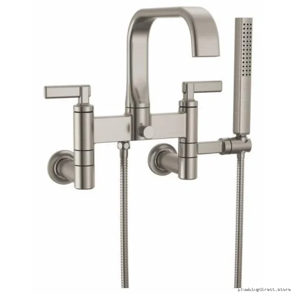 Brizo Modern 2-Handle Tub Filler Trim Kit with Lever Handles in Brilliance Luxe Nickel
