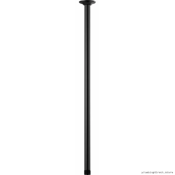 Modern 24-Inch Ceiling Mount Shower Arm with Round Flange - Matte Black Brizo