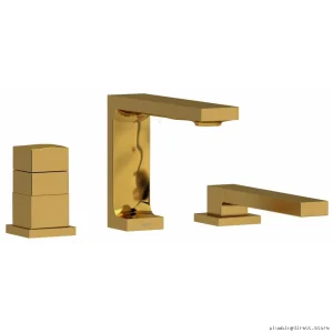 Modern 3-Hole Deck Mount Tub Faucet Brushed Gold Finish RIOBEL RF19BG