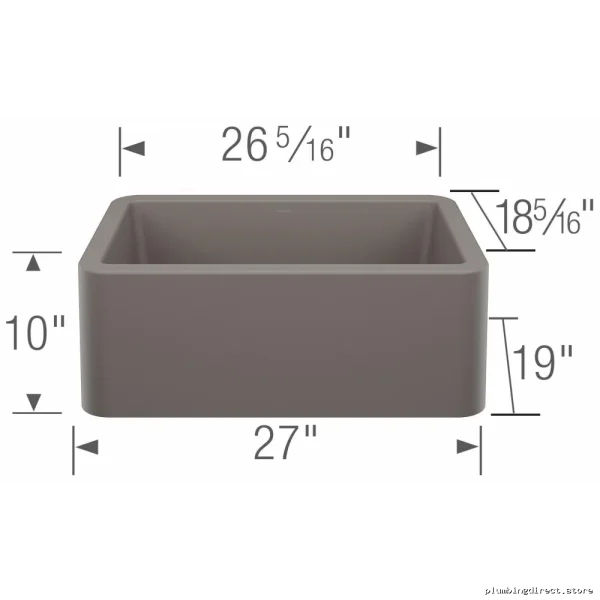 Modern Apron Front Silgranit Sink - Volcano Gray (Model 27-402915) by Ikon Blanco