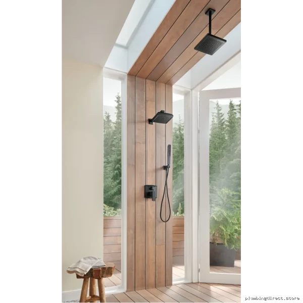Brizo Ceiling Mount Shower Arm with Flange Kit - Matte Black RP70765BL for Modern Bathrooms
