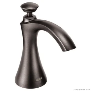 modern black stainless steel soap dispenser easily refilled by moen