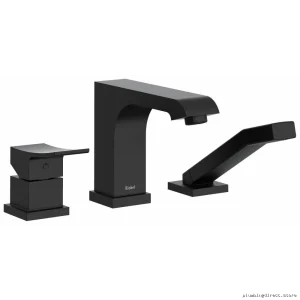 Modern Black Three Hole Deck Mount Tub Fill & Handshower – Zendo TZO