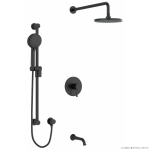 Modern Black Tub & Shower Faucet Trim Complete Kit - RIOBEL