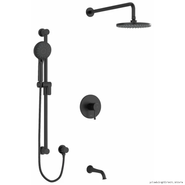 Modern Black Tub & Shower Faucet Trim Complete Kit - RIOBEL